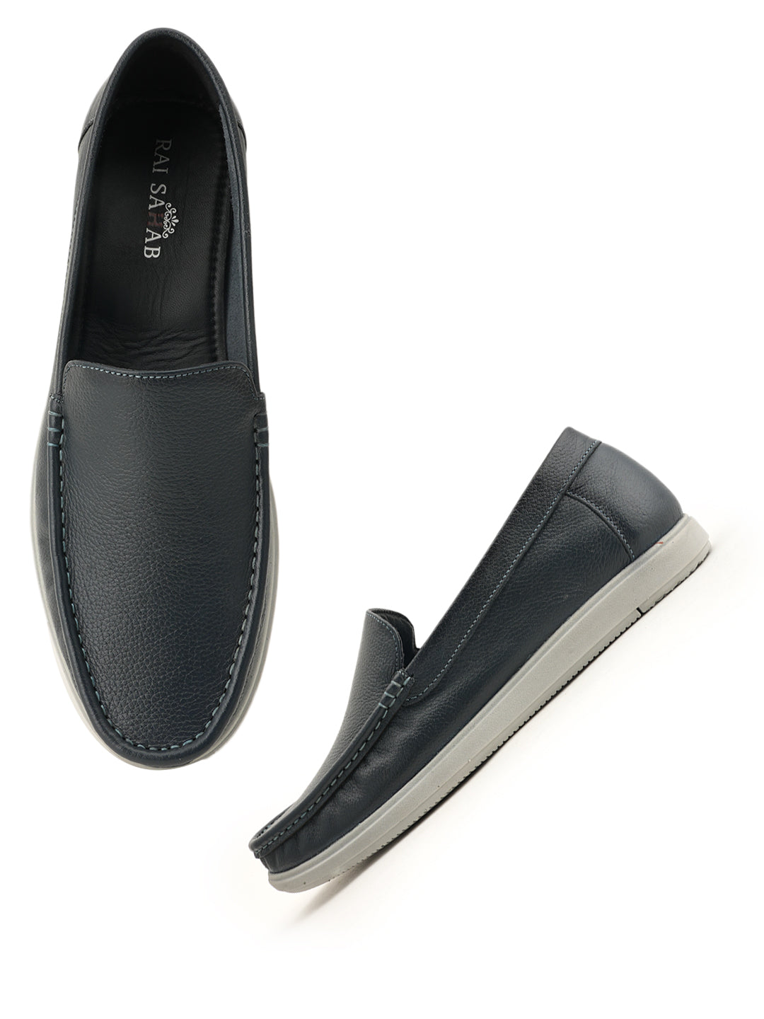 Men's Blue Leather Casual Loafers
