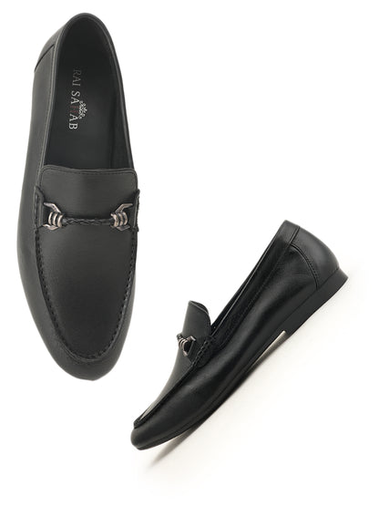 Men's Black Leather Casual Loafers