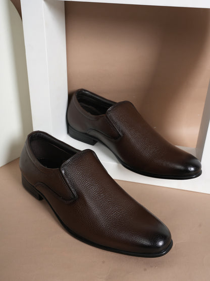 Brown Men Leather Formal Moccasin Shoes
