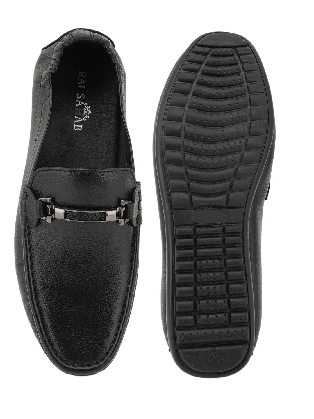 Men's Black Leather Casual Loafers