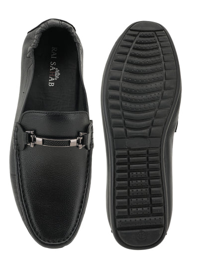 Men's Black Leather Casual Loafers