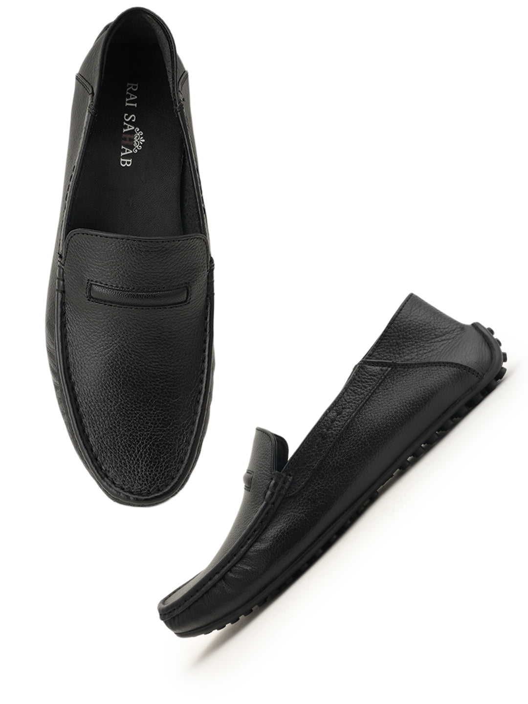 Men's Black Leather Casual Loafers