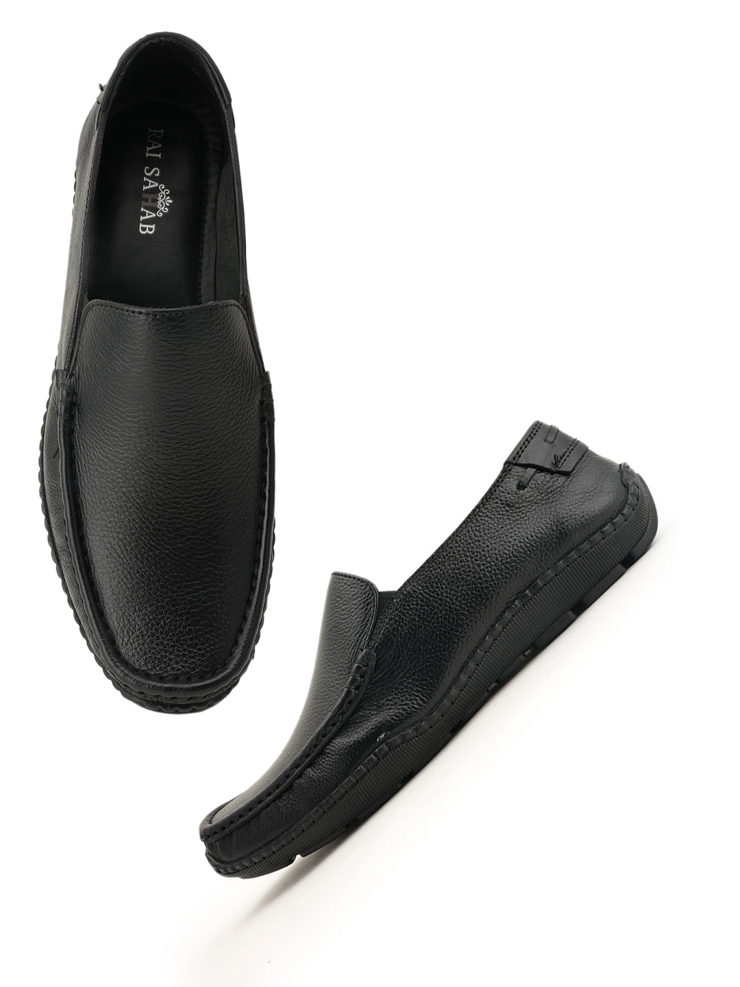 Men's Black Leather Casual Loafers