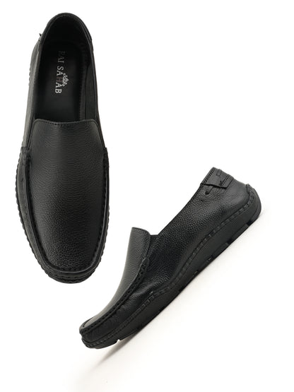 Men's Black Leather Casual Loafers