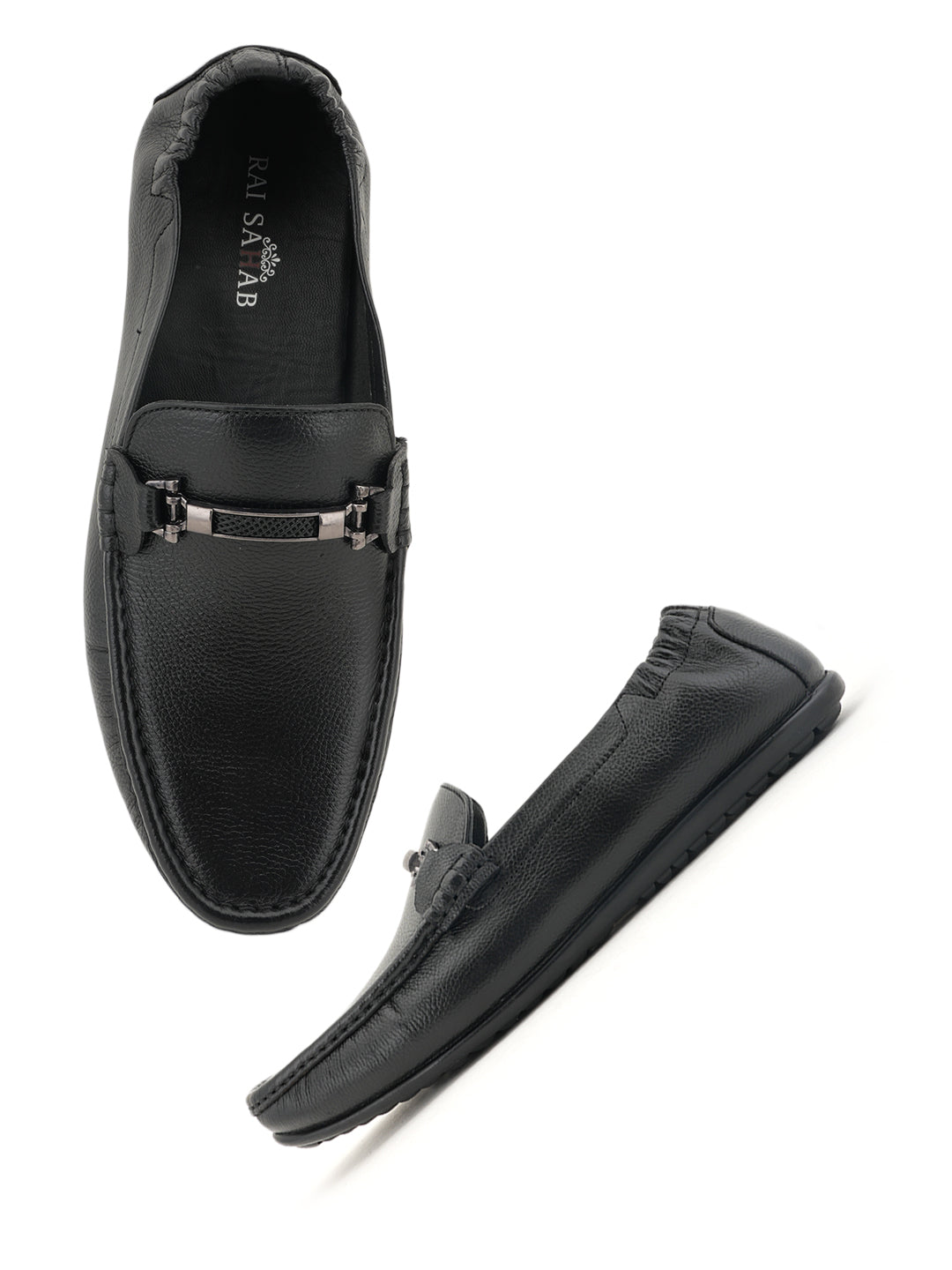 Men's Black Leather Casual Loafers