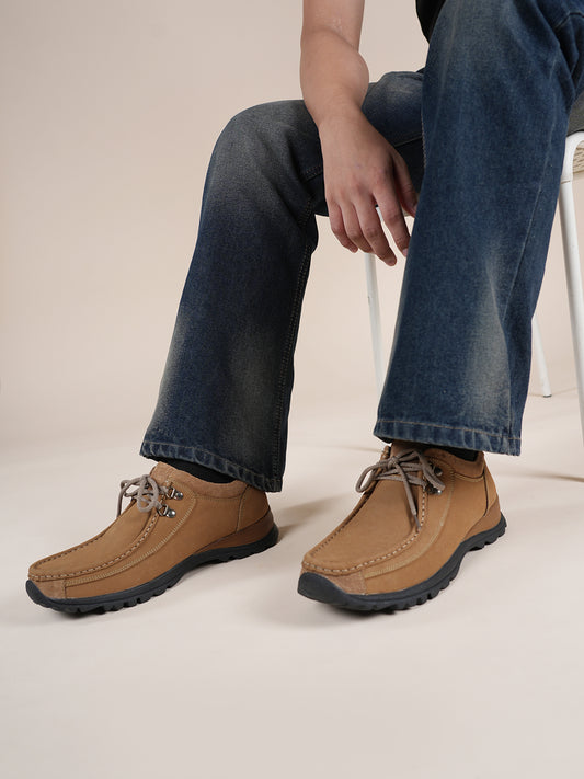 Men's Khaki Leather Casual Shoes