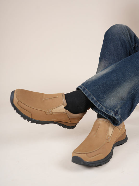 Men's Khaki Leather Casual Shoes