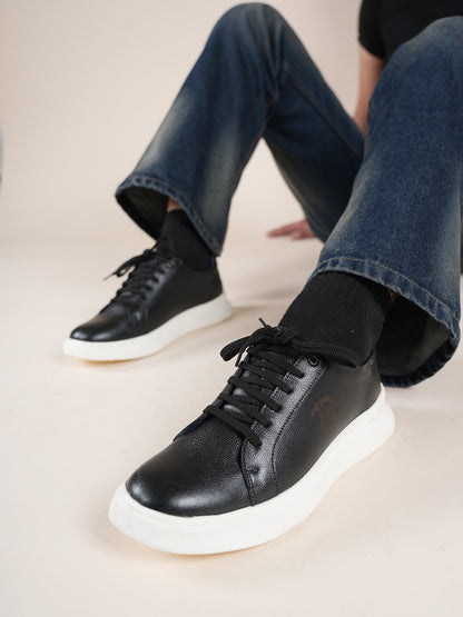 Men's Black Leather Casual Shoes