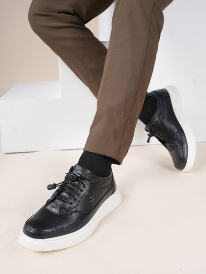 Men's Black Leather Casual Shoes