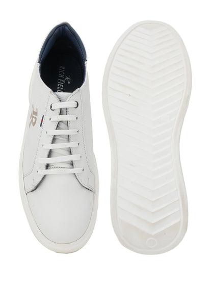 Men's White Leather Casual Shoes