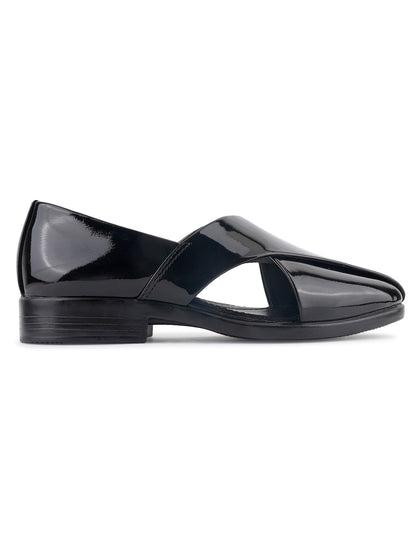 STYLE SHOES Black Micro Upper Peshawari Sandals for Men
