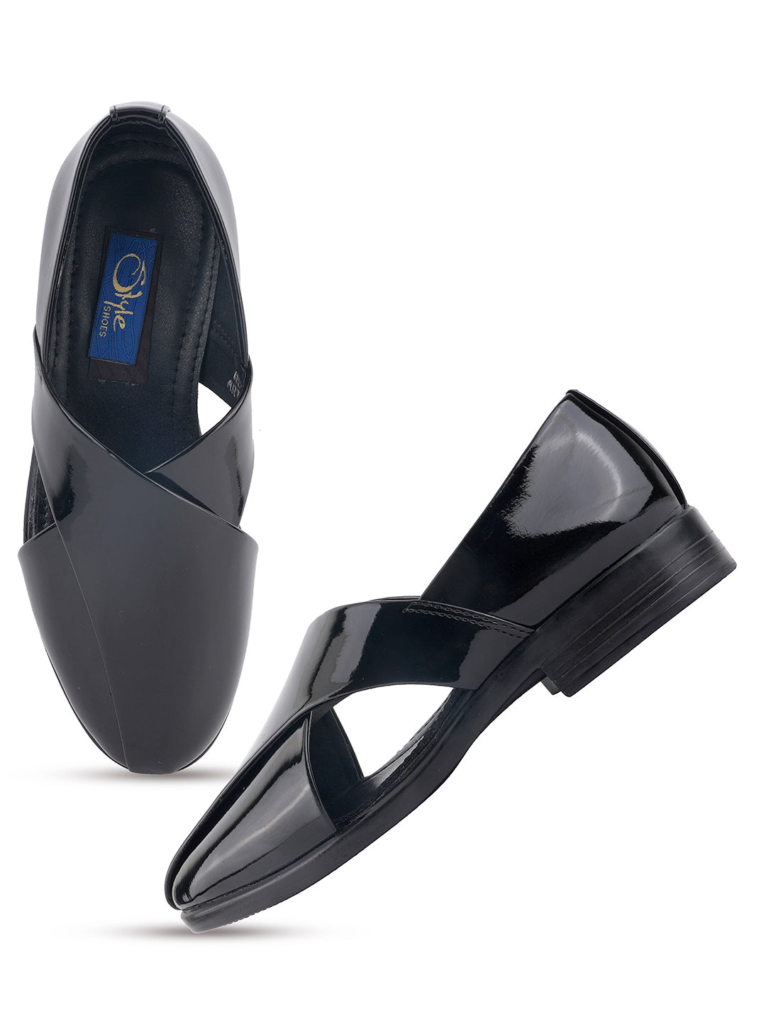 STYLE SHOES Black Micro Upper Peshawari Sandals for Men