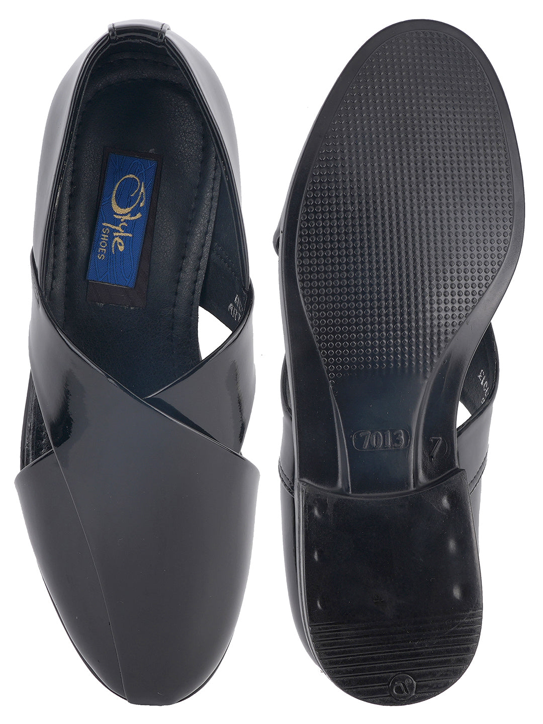STYLE SHOES Black Micro Upper Peshawari Sandals for Men