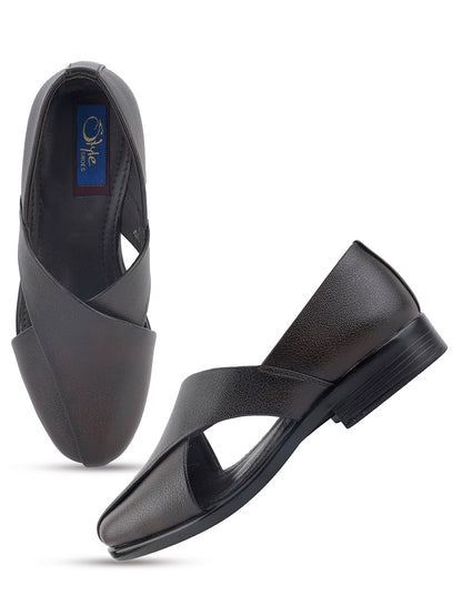 Brown Micro Upper Peshawari Sandals for Men