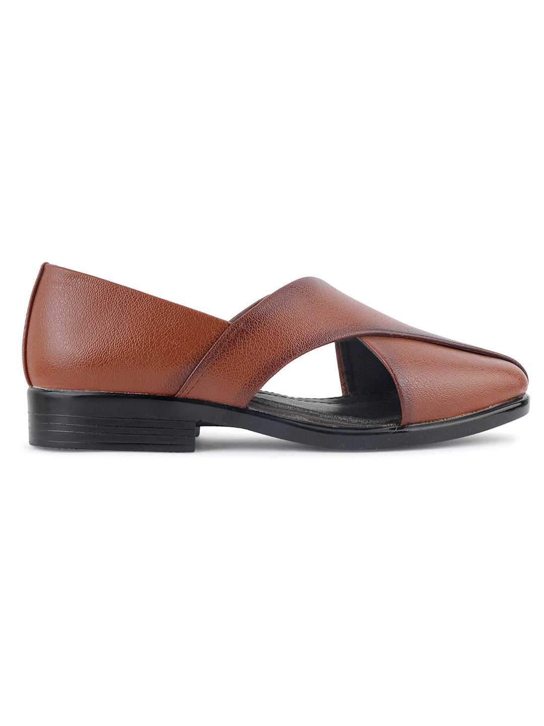 Tan Micro Upper Peshawari Sandals for Men