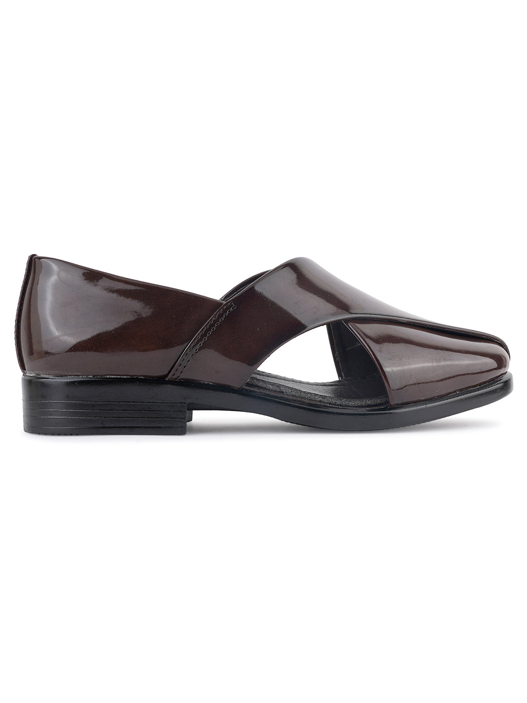 Brown Micro Upper Peshawari Sandals for Men