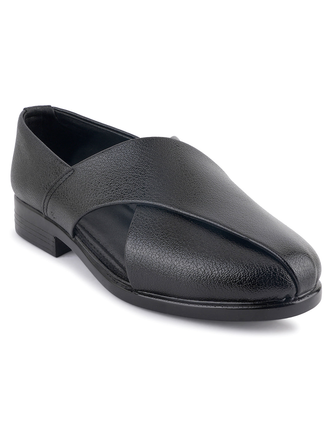 Black Micro Upper Peshawari Sandals for Men