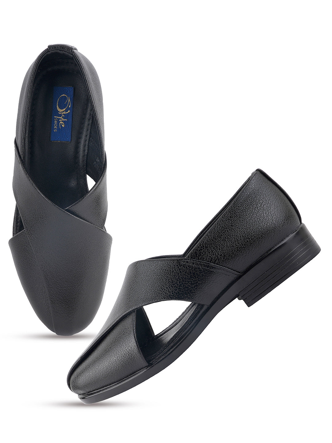 Black Micro Upper Peshawari Sandals for Men