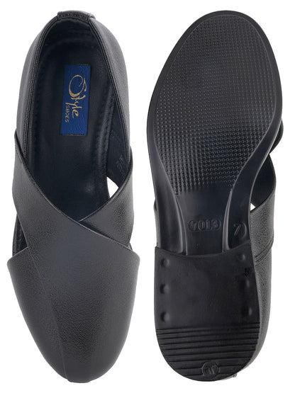 Black Micro Upper Peshawari Sandals for Men