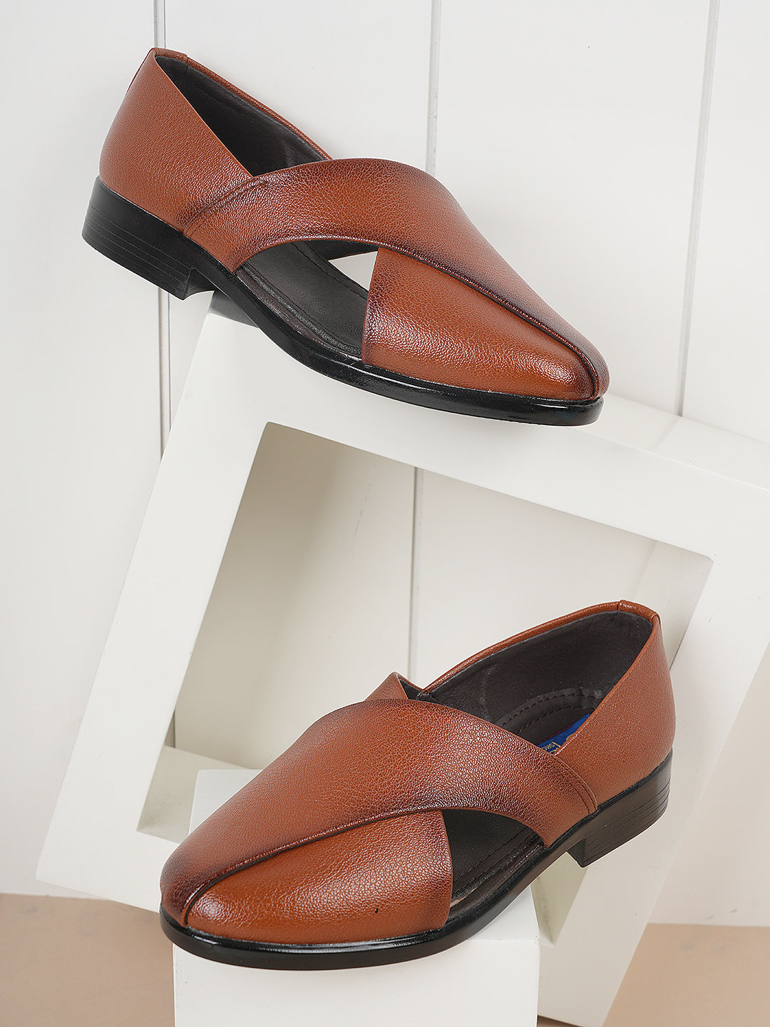 Tan Micro Upper Peshawari Sandals for Men