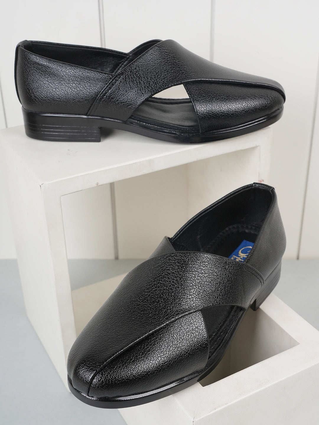 Black Micro Upper Peshawari Sandals for Men