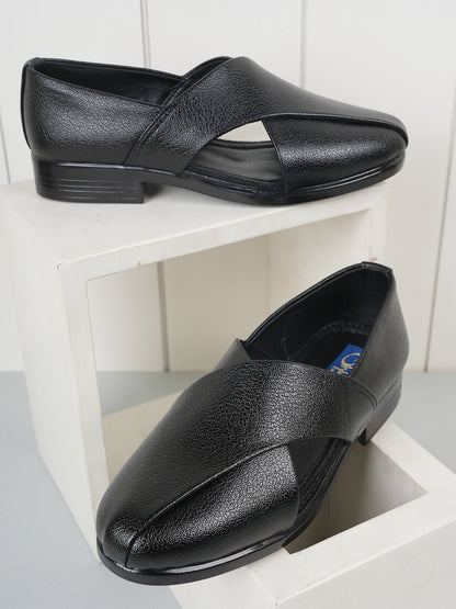 Black Micro Upper Peshawari Sandals for Men