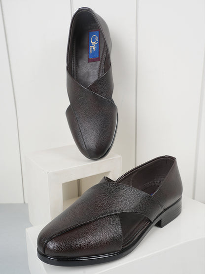 Brown Micro Upper Peshawari Sandals for Men