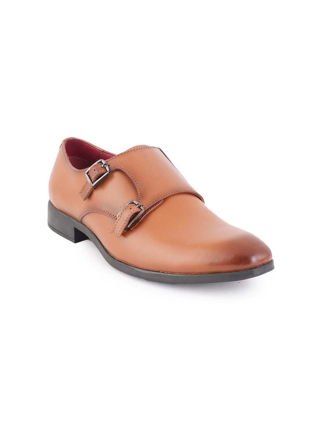Tan Men Leather Formal Monk Shoes