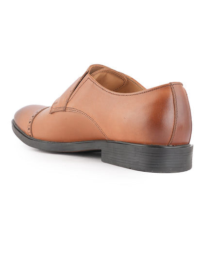 Tan Men Leather Formal Monk Shoes
