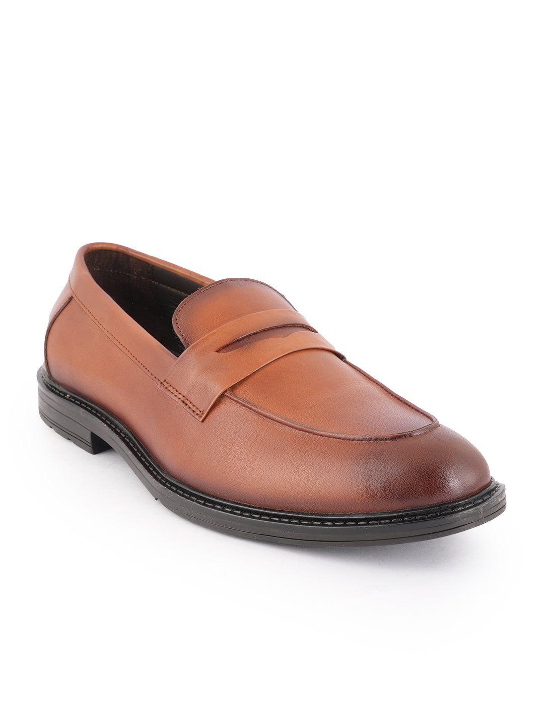 Tan Men Leather Formal Moccasin Shoes
