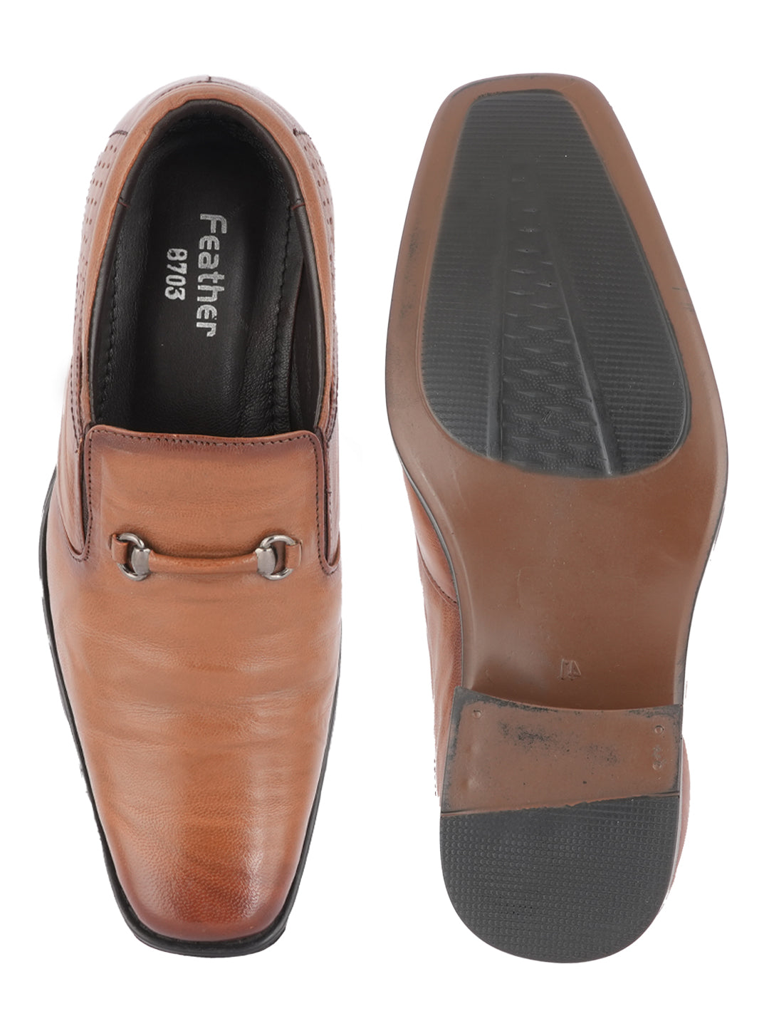 Tan Men Leather Formal Moccasin Shoes