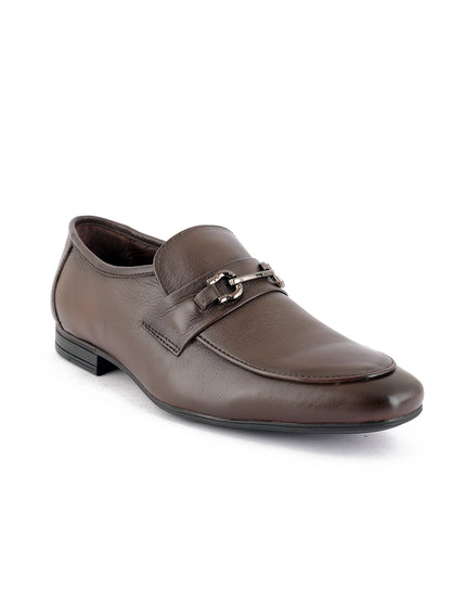 Brown Men Leather Formal Moccasin Shoes