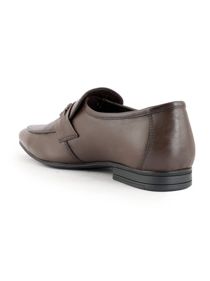 Brown Men Leather Formal Moccasin Shoes