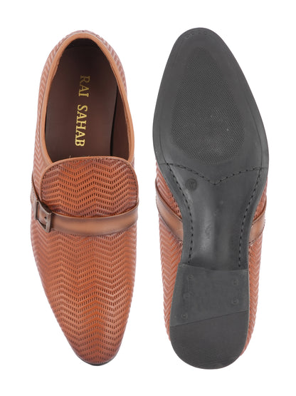 Tan Men Leather Formal Moccasin Shoes