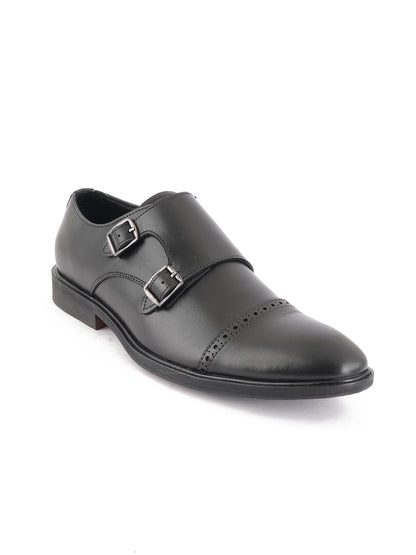 Black Men Leather Formal Monk Shoes