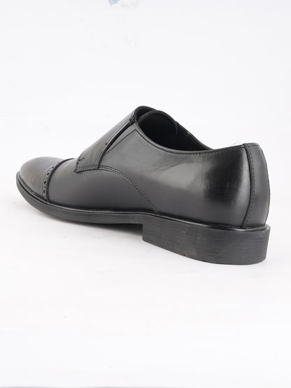 Black Men Leather Formal Monk Shoes