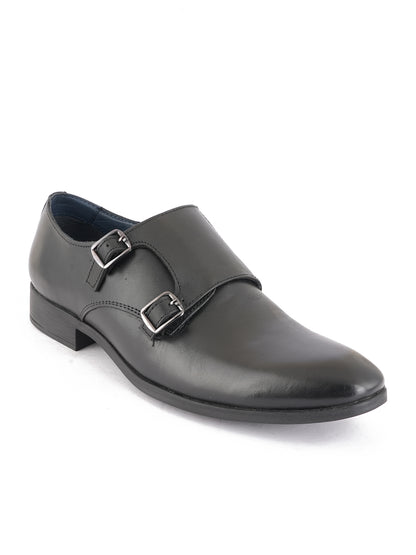 Black Men Leather Formal Monk Shoes