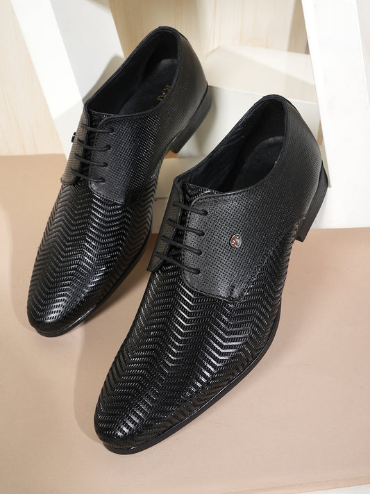 Black Men Leather Formal Derby Shoes