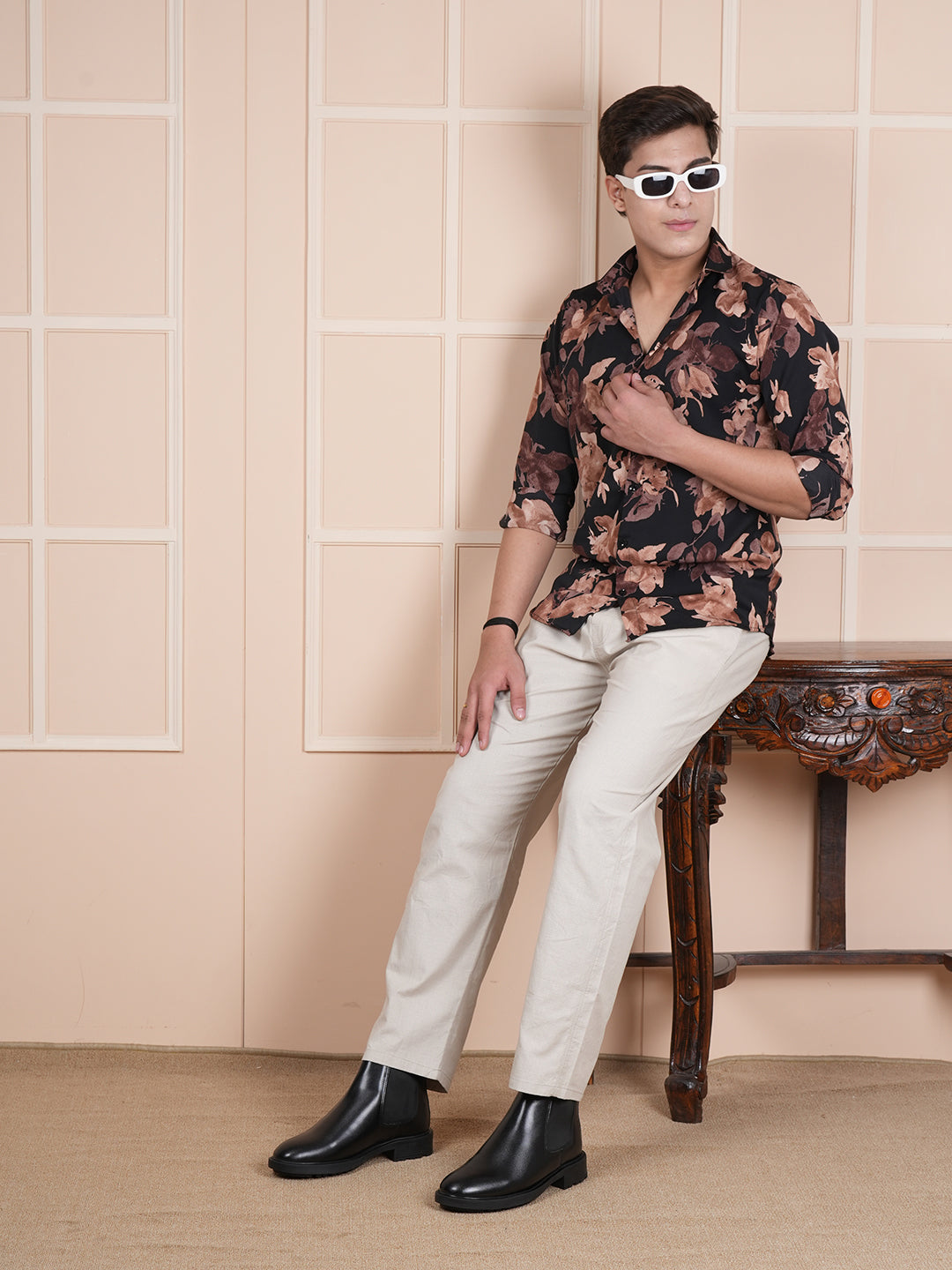 Men Relaxed Straight Leg Easy Wash Cream Linen Blend Trouser