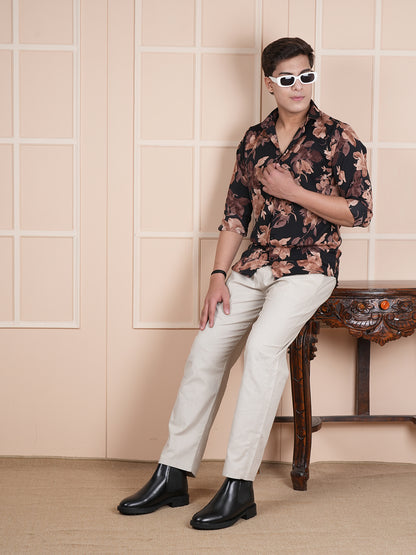 Men Relaxed Straight Leg Easy Wash Cream Linen Blend Trouser