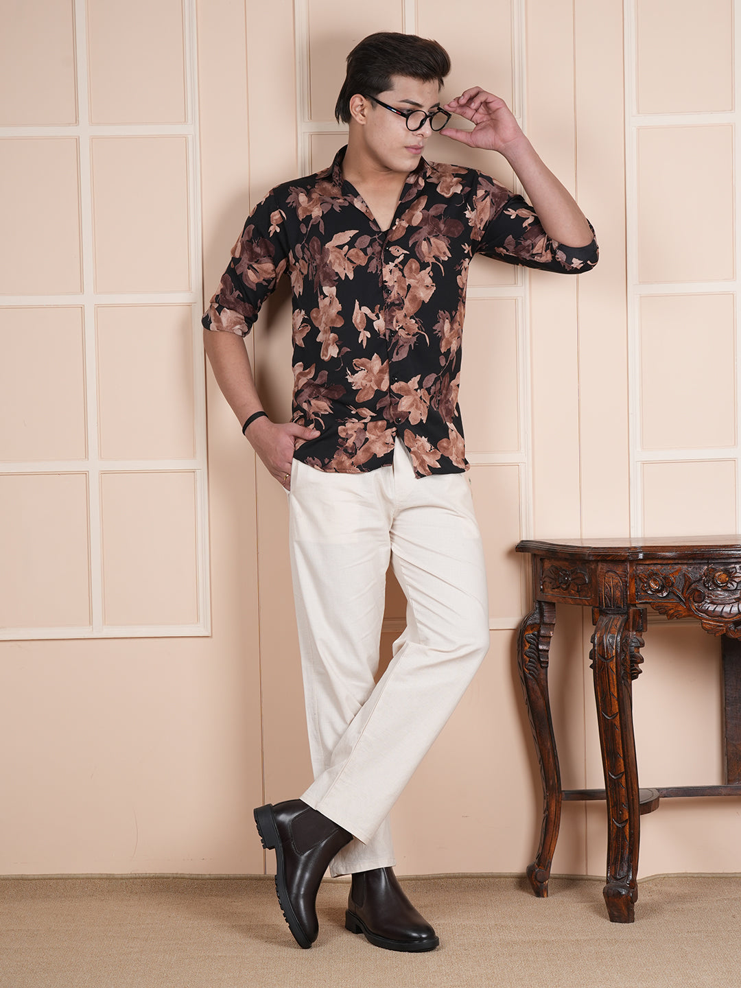 Men Relaxed Straight Leg Easy Wash White Linen Blend Trouser