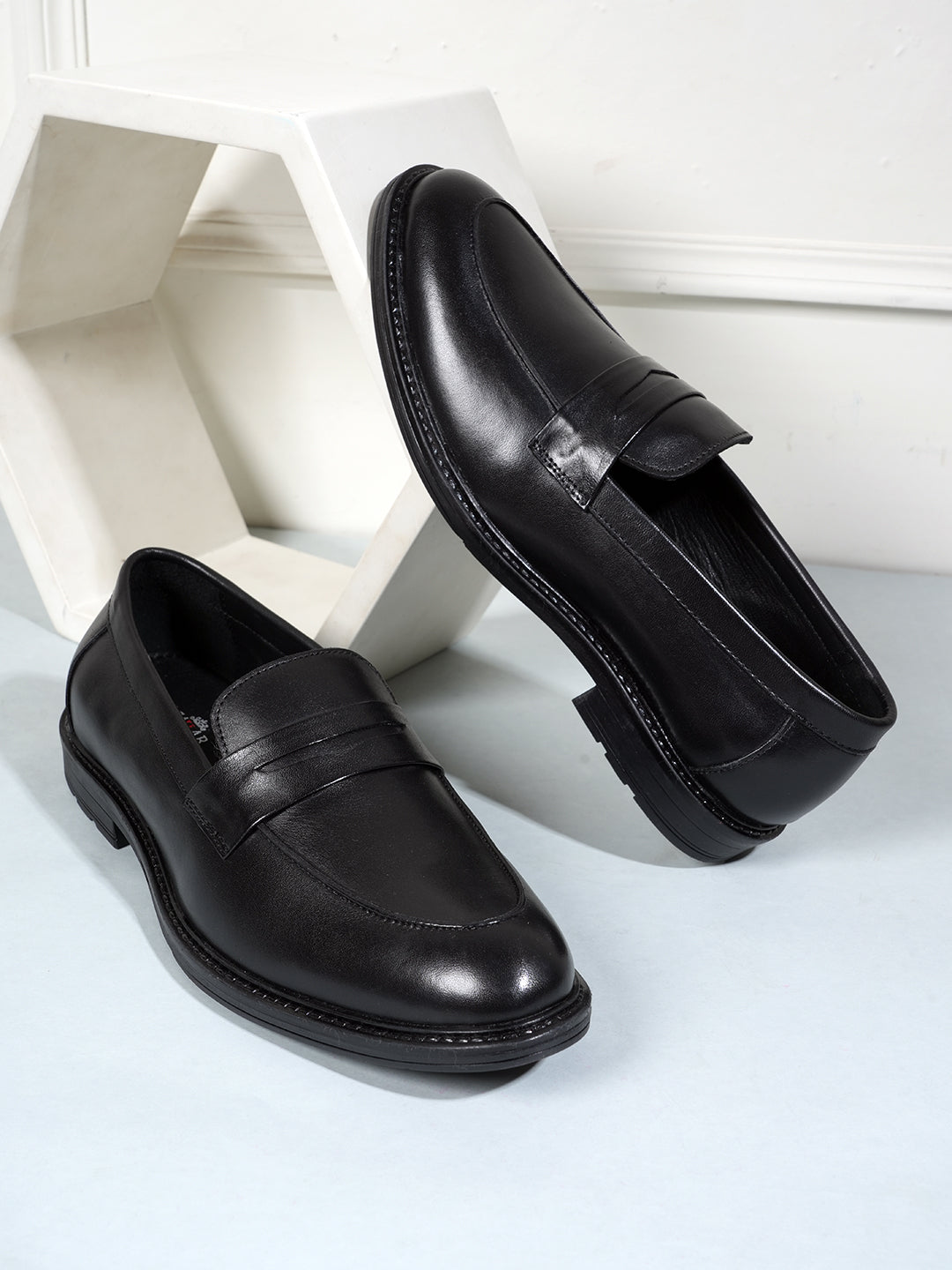 Black Men Leather Formal Moccasin Shoes