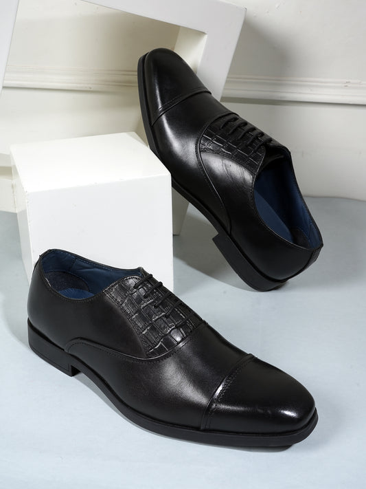 Black Lace Up Men Leather Formal Oxford Shoes