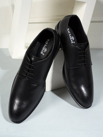 Black Men Leather Lace-Ups Formal Derby Shoes