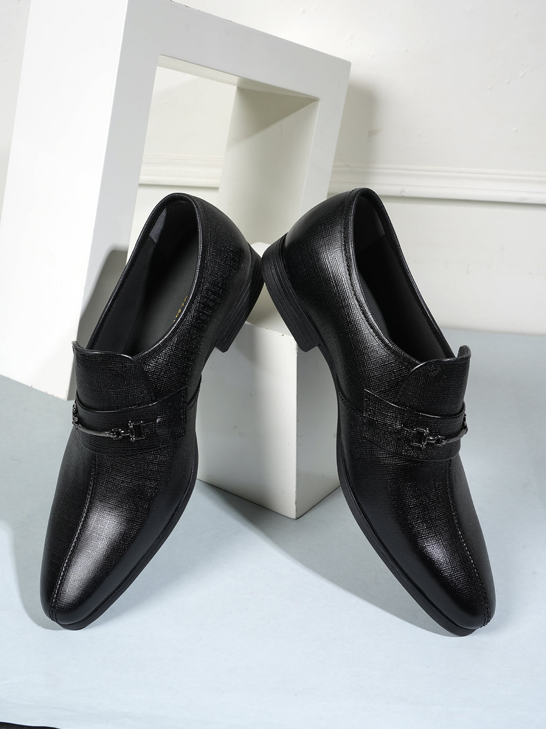 Black Men Leather Formal Moccasin Shoes