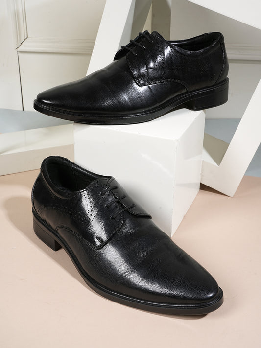 Black Men Leather Formal Derby Shoes