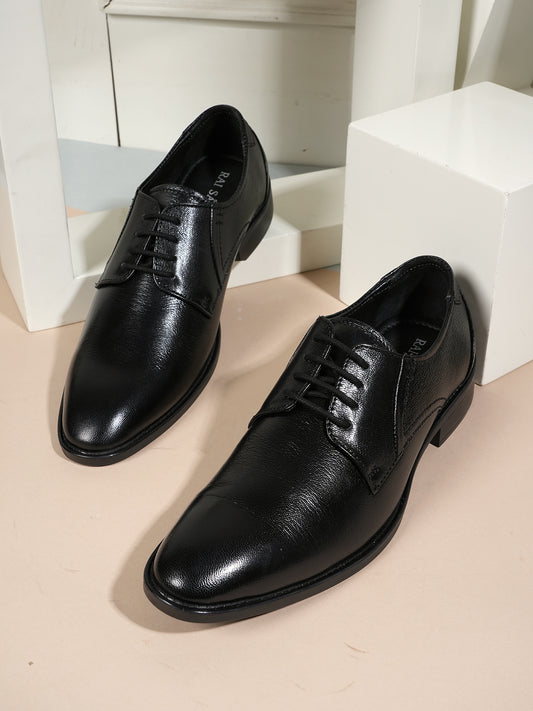 Black Men Leather Formal Derby Shoes