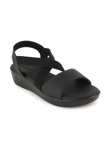 Style Shoes Micro Upper Textured Wedges Heeled Sandal for Women and Girls