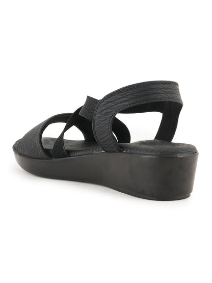Style Shoes Micro Upper Textured Wedges Heeled Sandal for Women and Girls