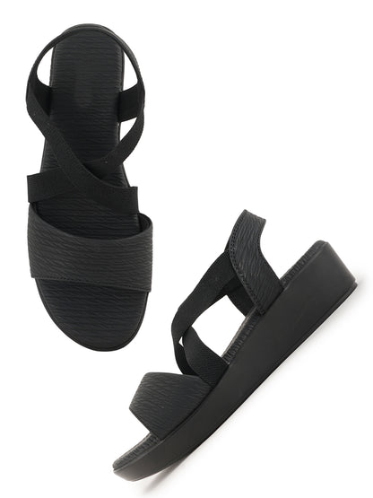 Style Shoes Micro Upper Textured Wedges Heeled Sandal for Women and Girls